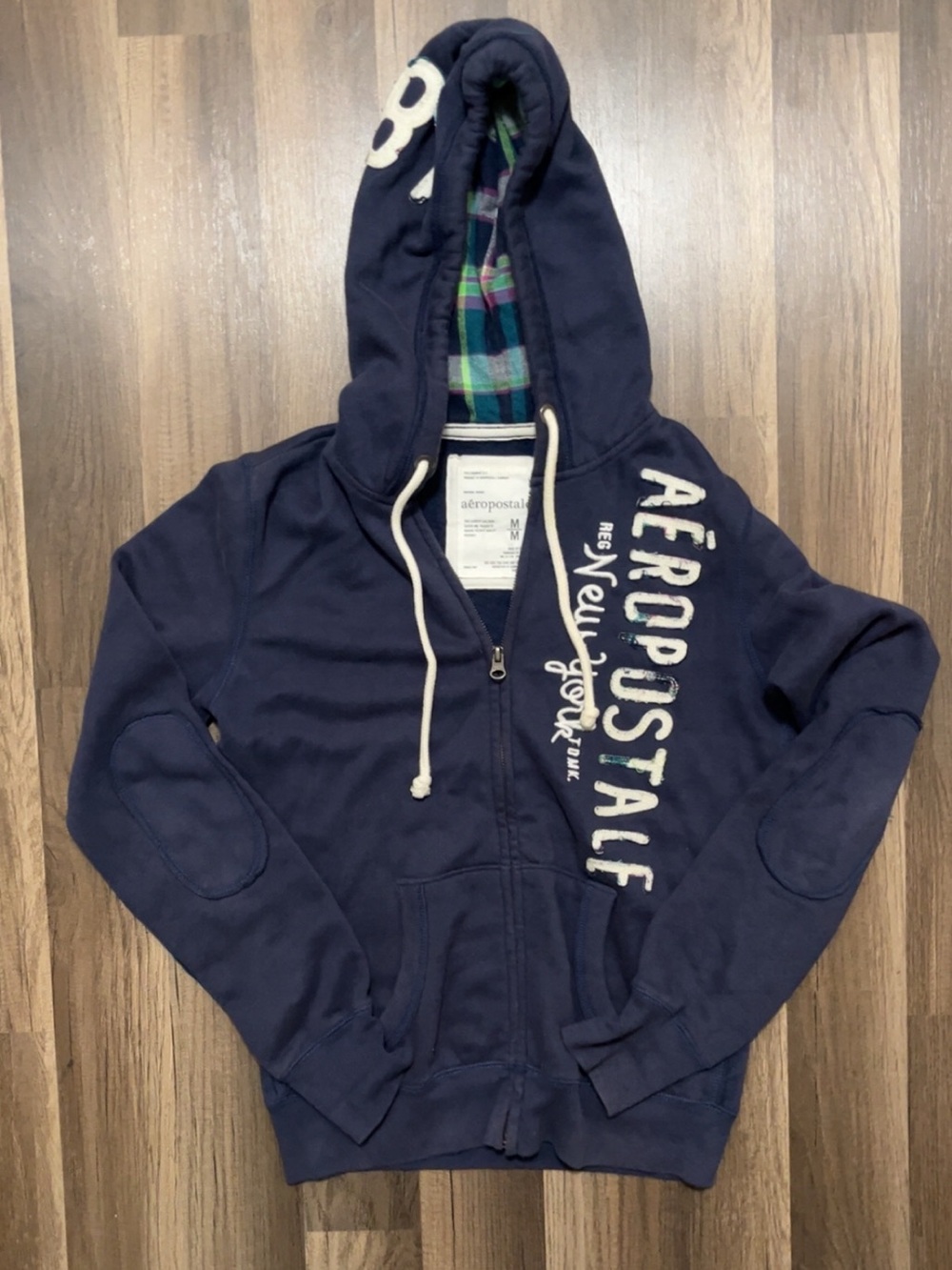 Vintage AEROPOSTALE Women’s Medium Navy Blue Zip-Up Hoodie Jacket